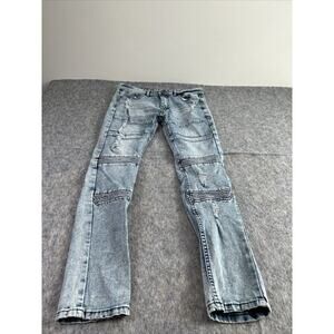 Level 1 Men's‎ 30x32 Slim Skinny Jeans Light Blue Distressed Denim Light Washed